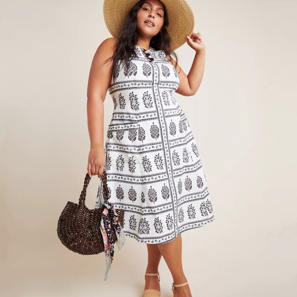 Anthropologie Dresses & Skirts - NWT Anthropologie Woodblock Midi Dress Size 10 12 White Black